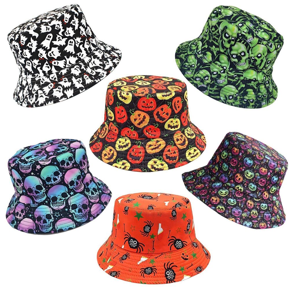 4107 6 Pack Funny Halloween Hats Novelty Halloween Party Bucket Hats